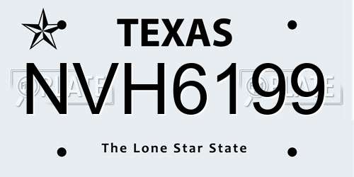 NVH6199 Texas License Plate