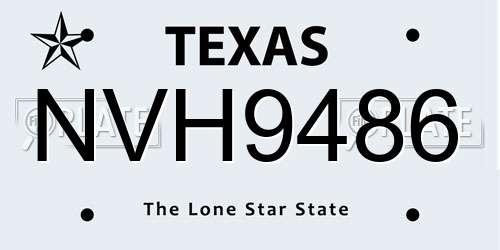 NVH9486 Texas License Plate