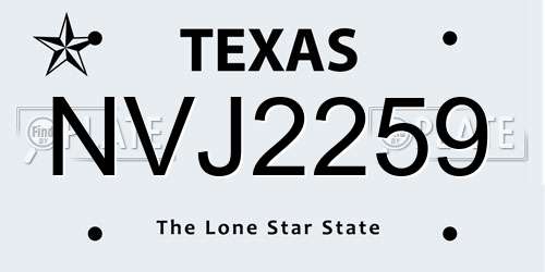 NVJ2259 Texas License Plate