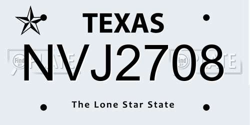 NVJ2708 Texas License Plate
