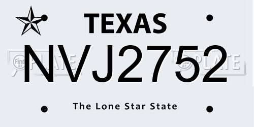 NVJ2752 Texas License Plate