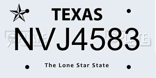 NVJ4583 Texas License Plate