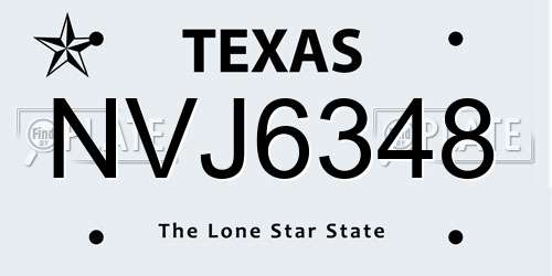 NVJ6348 Texas License Plate