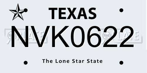 NVK0622 Texas License Plate