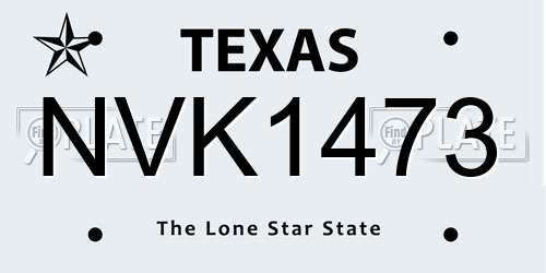 NVK1473 Texas License Plate