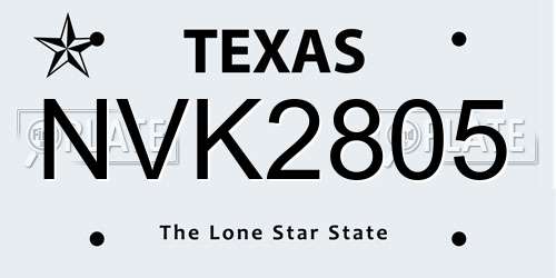 NVK2805 Texas License Plate