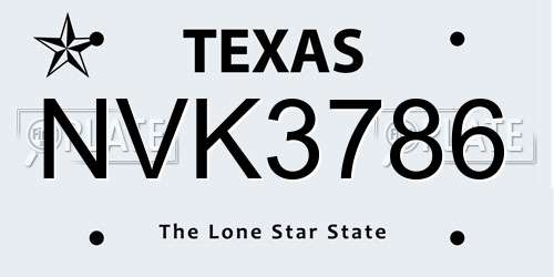 NVK3786 Texas License Plate