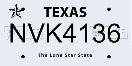 NVK4136 Texas License Plate