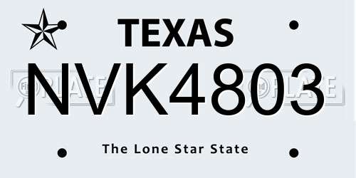 NVK4803 Texas License Plate