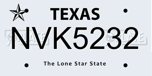 NVK5232 Texas License Plate