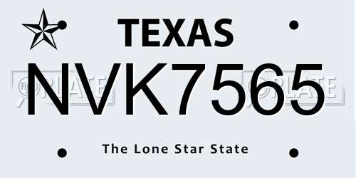 NVK7565 Texas License Plate