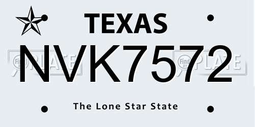 NVK7572 Texas License Plate