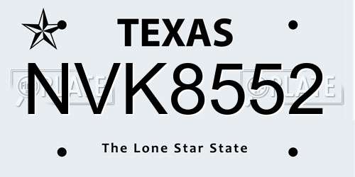 NVK8552 Texas License Plate