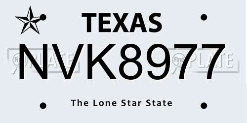 NVK8977 Texas License Plate