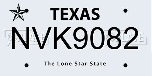 NVK9082 Texas License Plate