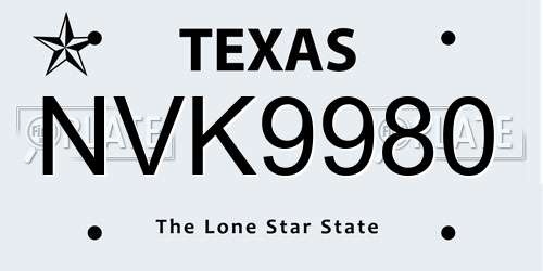 NVK9980 Texas License Plate