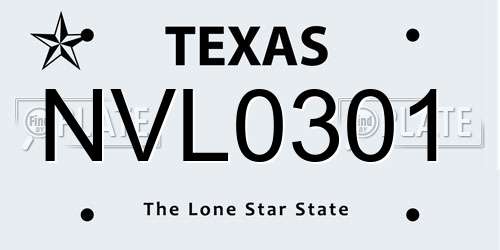 NVL0301 Texas License Plate