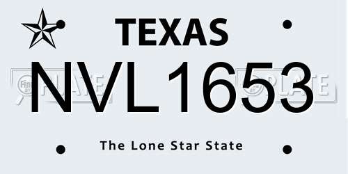 NVL1653 Texas License Plate
