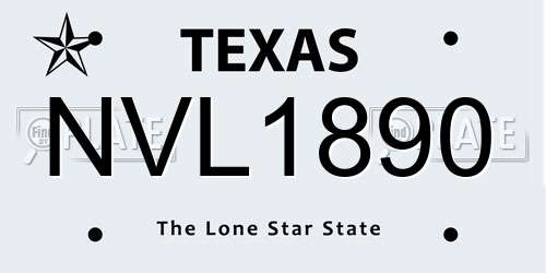 NVL1890 Texas License Plate