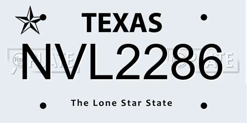 NVL2286 Texas License Plate