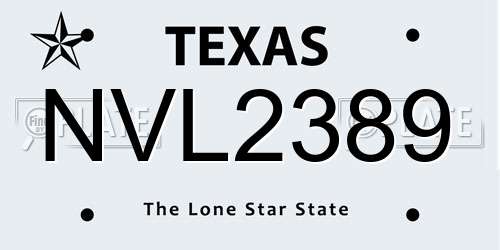 NVL2389 Texas License Plate
