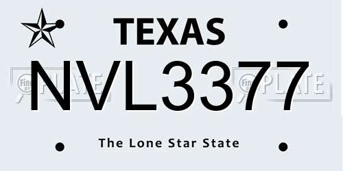 NVL3377 Texas License Plate