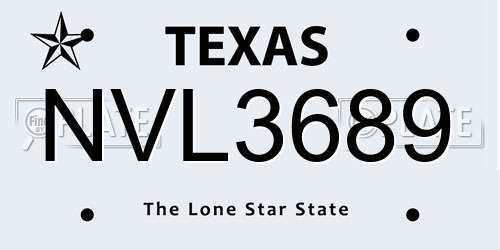 NVL3689 Texas License Plate