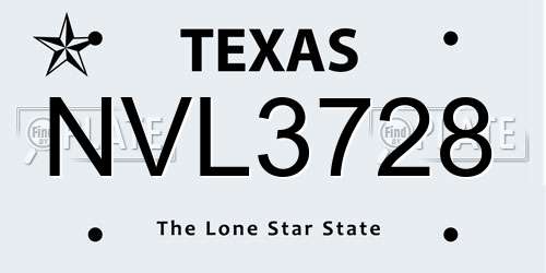 NVL3728 Texas License Plate
