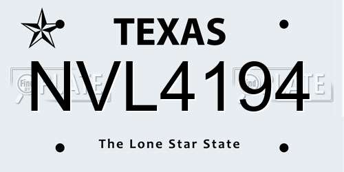 NVL4194 Texas License Plate