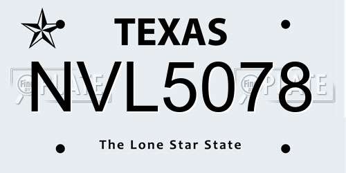 NVL5078 Texas License Plate