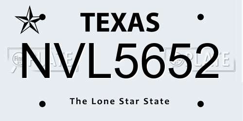 NVL5652 Texas License Plate
