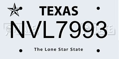 NVL7993 Texas License Plate