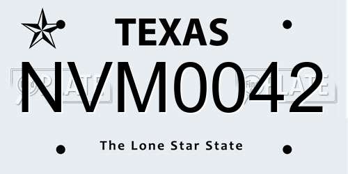 NVM0042 Texas License Plate