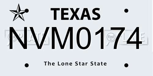NVM0174 Texas License Plate