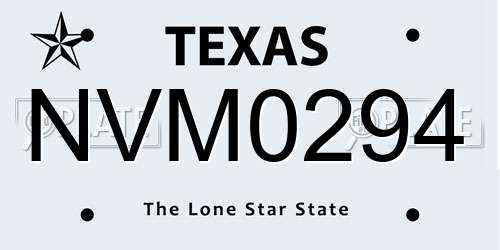 NVM0294 Texas License Plate