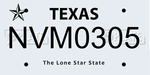 NVM0305 Texas License Plate
