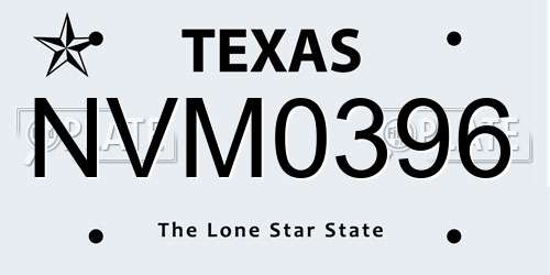 NVM0396 Texas License Plate