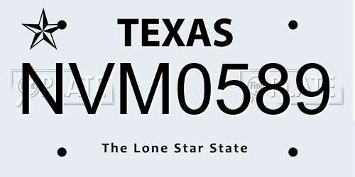 NVM0589 Texas License Plate