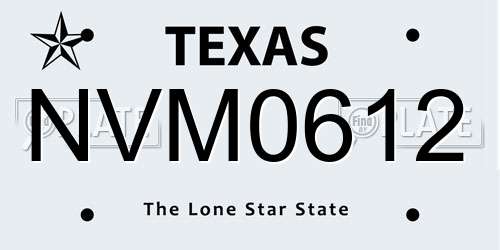 NVM0612 Texas License Plate