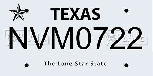 NVM0722 Texas License Plate