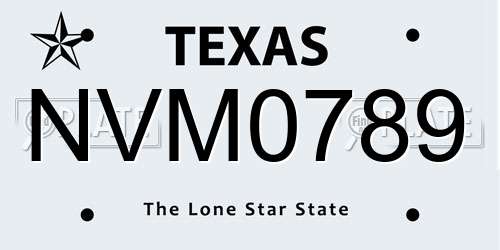 NVM0789 Texas License Plate