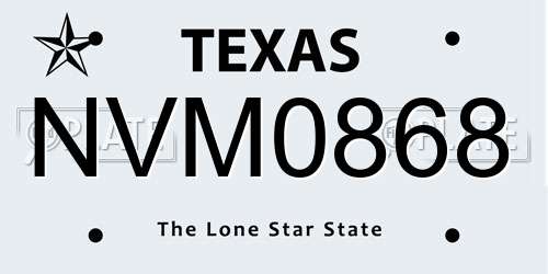 NVM0868 Texas License Plate