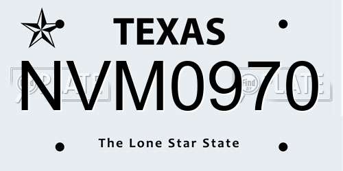NVM0970 Texas License Plate