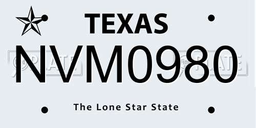 NVM0980 Texas License Plate