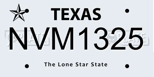 NVM1325 Texas License Plate