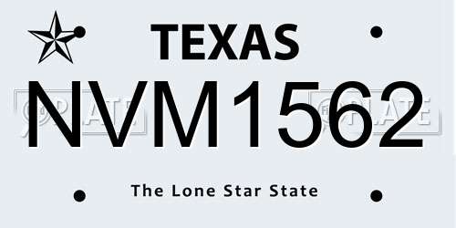 NVM1562 Texas License Plate