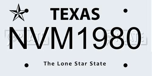 NVM1980 Texas License Plate