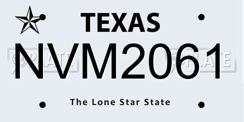 NVM2061 Texas License Plate