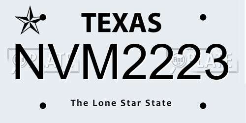 NVM2223 Texas License Plate
