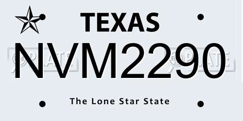 NVM2290 Texas License Plate